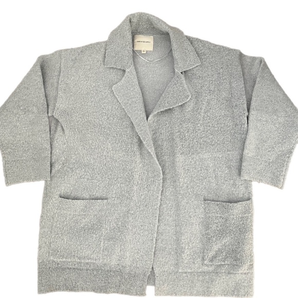 Thread and Supply light Gray open front pockets cozy soft cardigan - Picture 4 of 4